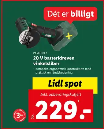 Lidl 20 V batteridreven vinkelsliber tilbud