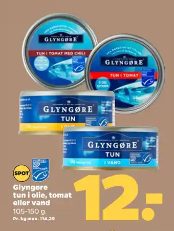 Netto Glyngøre tun i olie, tomat eller vand tilbud