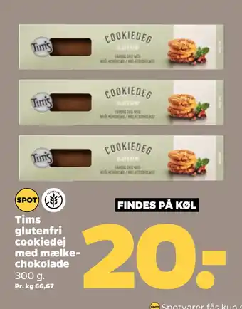 Netto Tims glutenfri cookiedej med mælkechokolade tilbud