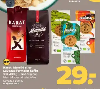 Netto Karat, Merrild eller Lavazza formalet kaffe tilbud