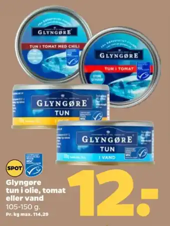 Netto Glyngøre tun i olie, tomat eller vand tilbud