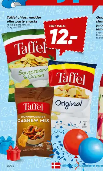 Bilka Taffel chips, nødder eller party snacks tilbud