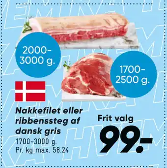 Bilka Nakkefilet eller ribbenssteg af dansk gris tilbud