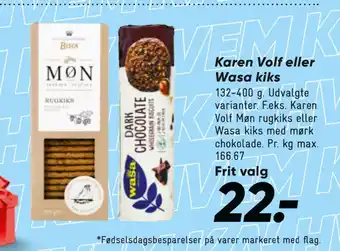 Bilka Karen Volf eller Wasa kiks tilbud