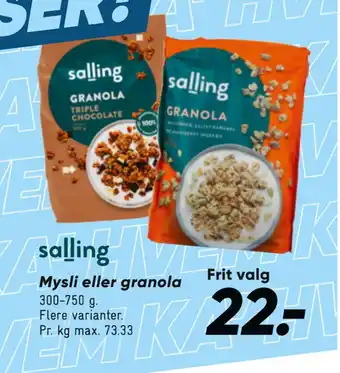Bilka Mysli eller granola tilbud