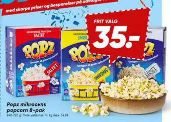 Popz mikroovns popcorn 8-pak