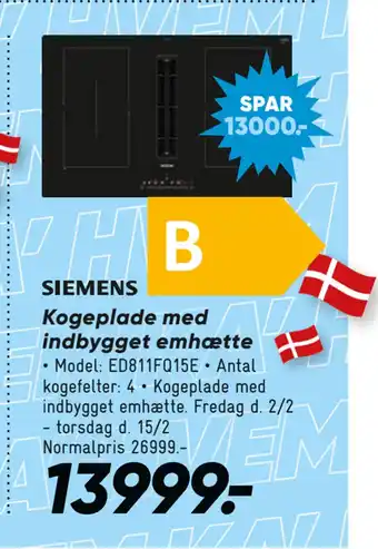 Bilka Kogeplade med indbygget emhætte tilbud