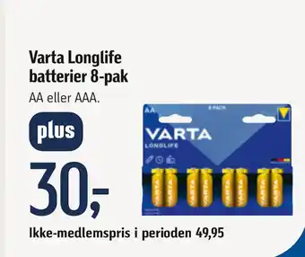 Føtex Varta Longlife batterier 8-pak tilbud