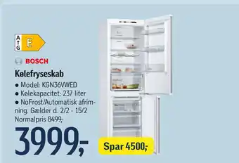 Føtex BOSCH Kølefryseskab tilbud