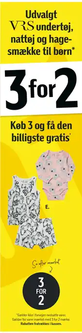 Udvalgt VRS undertøj, nattøj og hagesmække til børn