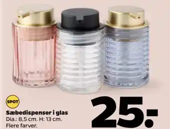 Netto Sæbedispenser i glas tilbud