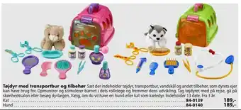 Biltema Tøjdyr med transportbur og tilbehør tilbud