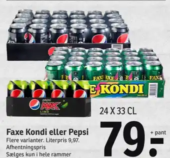 SPAR Faxe Kondi eller Pepsi tilbud
