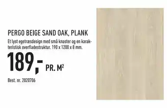 Johannes Fog Pergo beige sand oak, plank tilbud