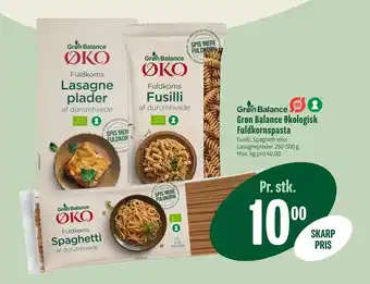 Min Købmand Grøn Balance Økologisk Fuldkornspasta tilbud