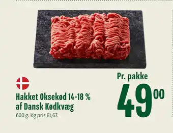 Min Købmand Hakket Oksekød 14-18 % af Dansk Kødkvæg tilbud