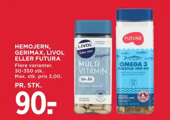 MENY HEMOJERN, GERIMAX, LIVOL ELLER FUTURA tilbud
