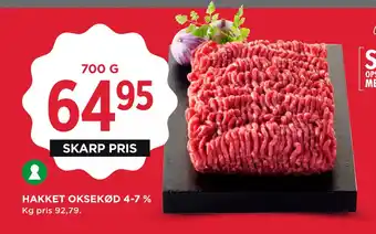 MENY HAKKET OKSEKØD 4-7 % tilbud