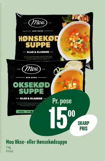 Min Købmand Mou Okse- eller Hønsekødsuppe tilbud