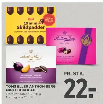 MENY TOMS ELLER ANTHON BERG MINI CHOKOLADE tilbud
