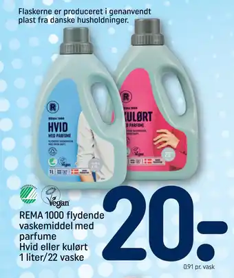REMA 1000 REMA 1000 flydende vaskemiddel med parfume Hvid eller kulørt 1 liter/22 vaske tilbud