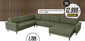 My Home Leone U Hjørne Sofa med Chaiselong tilbud