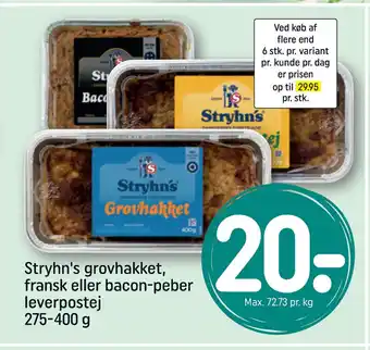 REMA 1000 Stryhn's grovhakket, fransk eller bacon-peber leverpostej 275-400 g tilbud