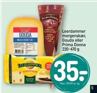 REMA 1000 Leerdammer morgenskær, Gouda eller Prima Donna 220-470 g tilbud