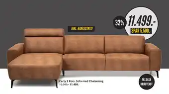 My Home Carly 3 Pers. Sofa med Chaiselong tilbud