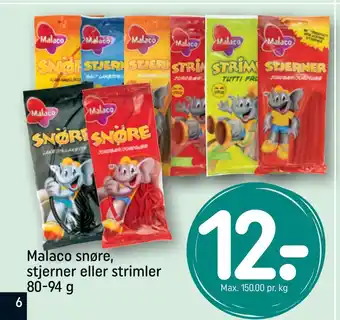 REMA 1000 Malaco snøre, stjerner eller strimler 80-94 g tilbud
