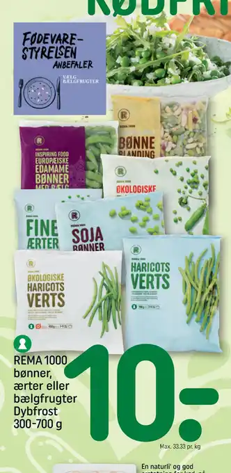 REMA 1000 REMA 1000 bønner, ærter eller bælgfrugter Dybfrost 300-700 g tilbud