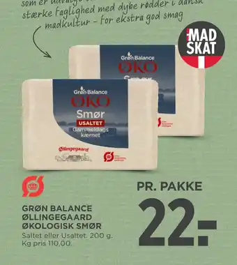 MENY GRØN BALANCE ØLLINGEGAARD ØKOLOGISK SMØR tilbud