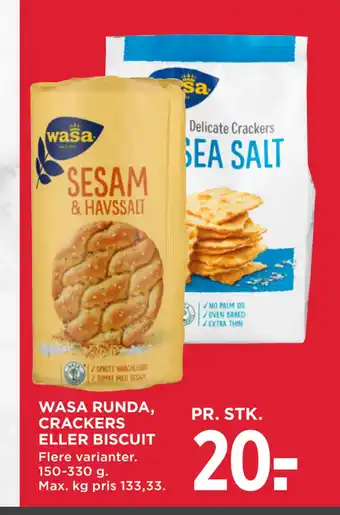 MENY WASA RUNDA, CRACKERS ELLER BISCUIT tilbud