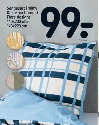 REMA 1000 Sengesæt i 100% Oeko-tex bomuld Flere designs 140x200 eller 140x220 cm tilbud