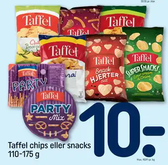 REMA 1000 Taffel chips eller snacks 110-175 g tilbud