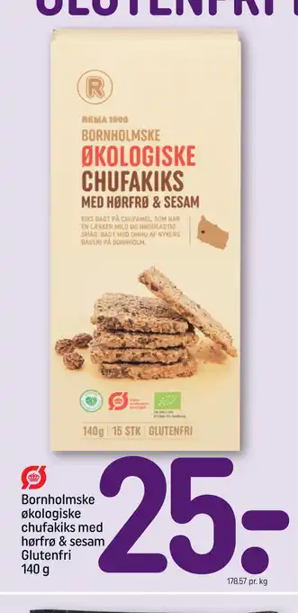 REMA 1000 Bornholmske økologiske chufakiks med hørfrø & sesam Glutenfri 140 g tilbud