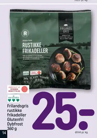 REMA 1000 Frilandsgris rustikke frikadeller Glutenfri Dybfrost 360 g tilbud