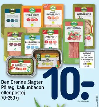 REMA 1000 Den Grønne Slagter Pålæg, kalkunbacon eller postej 70-250 g tilbud