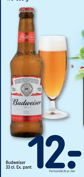 REMA 1000 Budweiser 33 cl. Ex. pant tilbud