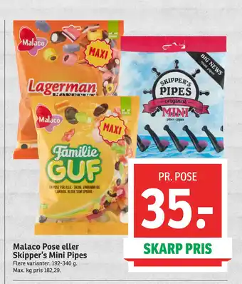SPAR Malaco Pose eller Skipper’s Mini Pipes tilbud