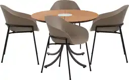 Ilva Pietra Havesæt med 1 bord træ + 4 stole beige tilbud