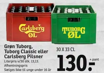 SPAR Grøn Tuborg, Tuborg Classic eller Carlsberg Pilsner tilbud