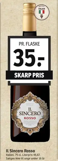 SPAR Il Sincero Rosso tilbud