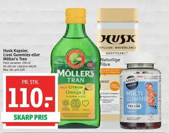 SPAR Husk Kapsler, Livol Gummies eller Möller's Tran tilbud