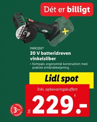 Lidl 20 V batteridreven vinkelsliber tilbud