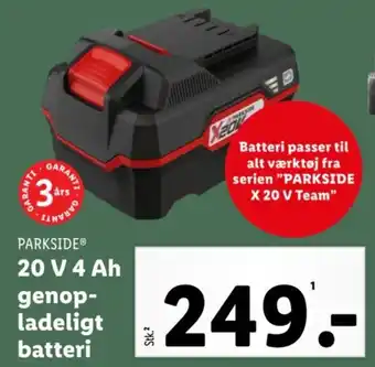 Lidl 20 V 4 Ah genop-ladeligt batteri tilbud