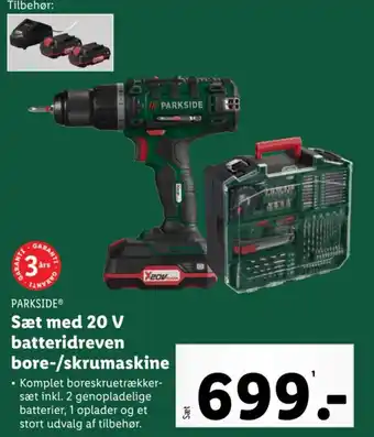 Lidl Sæt med 20 V batteridreven bore-/skrumaskine tilbud