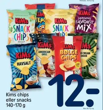 REMA 1000 Kims chips eller snacks 140-170 g tilbud