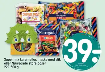 REMA 1000 Super mix karameller, maske med slik eller Nørregade store poser tilbud