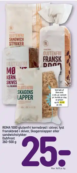 REMA 1000 REMA 1000 glutenfri kernebrød i skiver tilbud